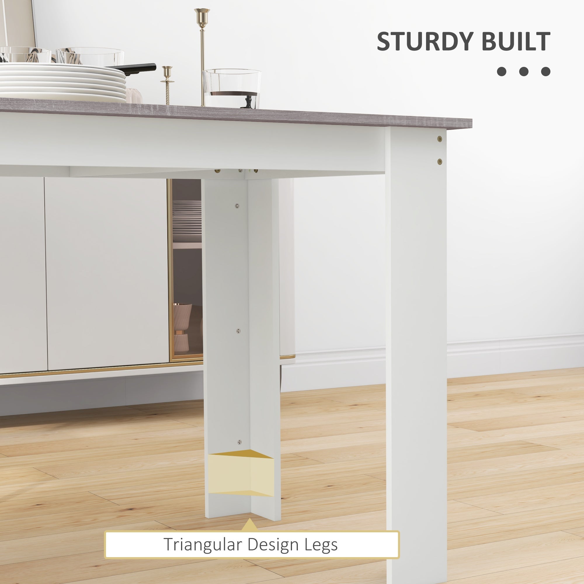 HOMCOM Dining Table for 4-6 People, Kitchen Table with Wood Effect for Dining Room, Grey