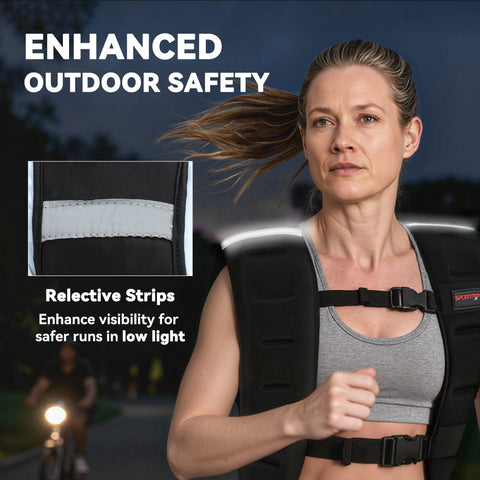 SPORTNOW Weighted Vest, 8 kg Weight Vest with Adjustable Straps, Reflective Strips, Black
