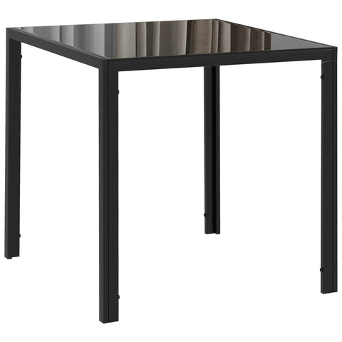 HOMCOM Modern Square Dining Table for 2-4 People, with Glass Top & Metal Legs, Black