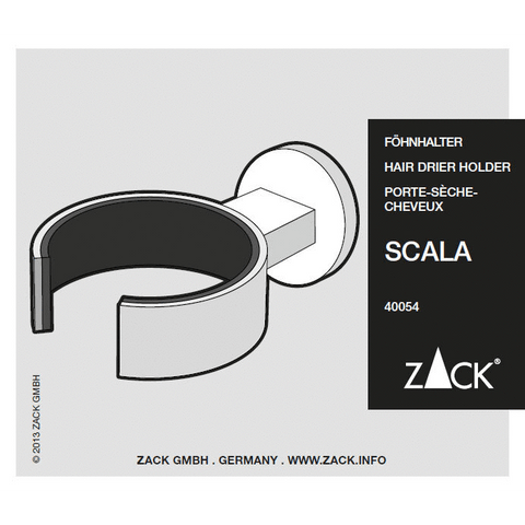 Zack Scala Polished Stainless Steel Hairdryer Holder - Premium Bathroom Organisation