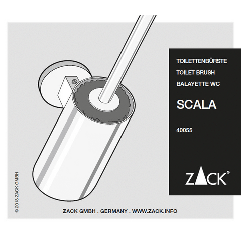 Zack Scala Polished Stainless Steel Wall Toilet Brush - Premium Bathroom Hygiene