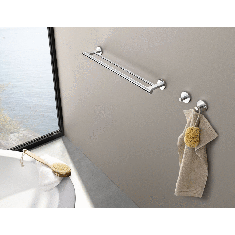 Zack Scala Polished Stainless Steel Double Towel Rail - Premium Bathroom Organisation