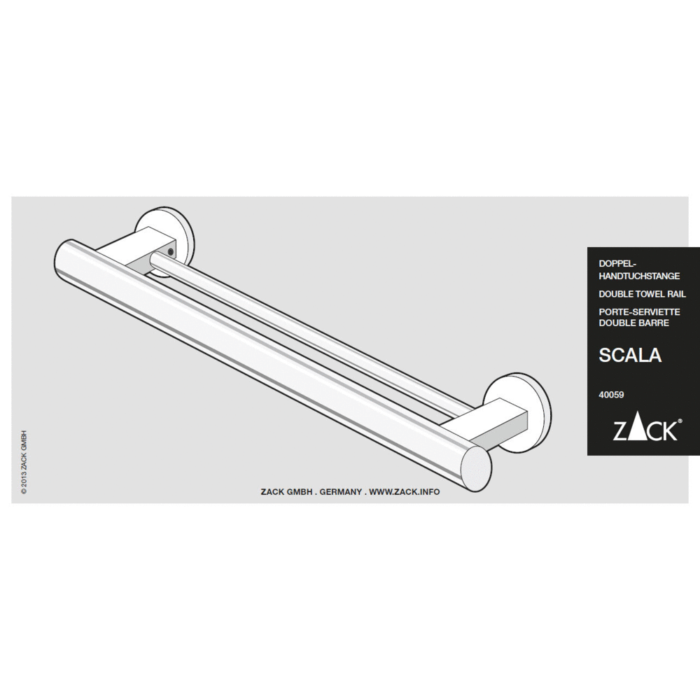Zack Scala Polished Stainless Steel Double Towel Rail - Premium Bathroom Organisation
