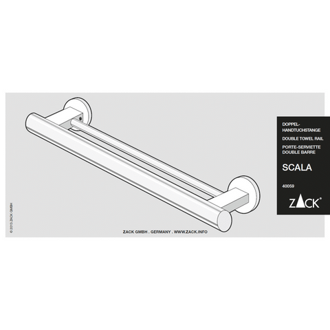 Zack Scala Polished Stainless Steel Double Towel Rail - Premium Bathroom Organisation