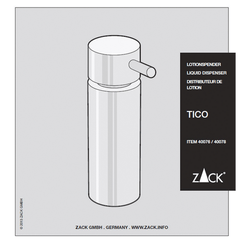 Zack Tico Polished Stainless Steel 13 cm Soap Dispenser 40078