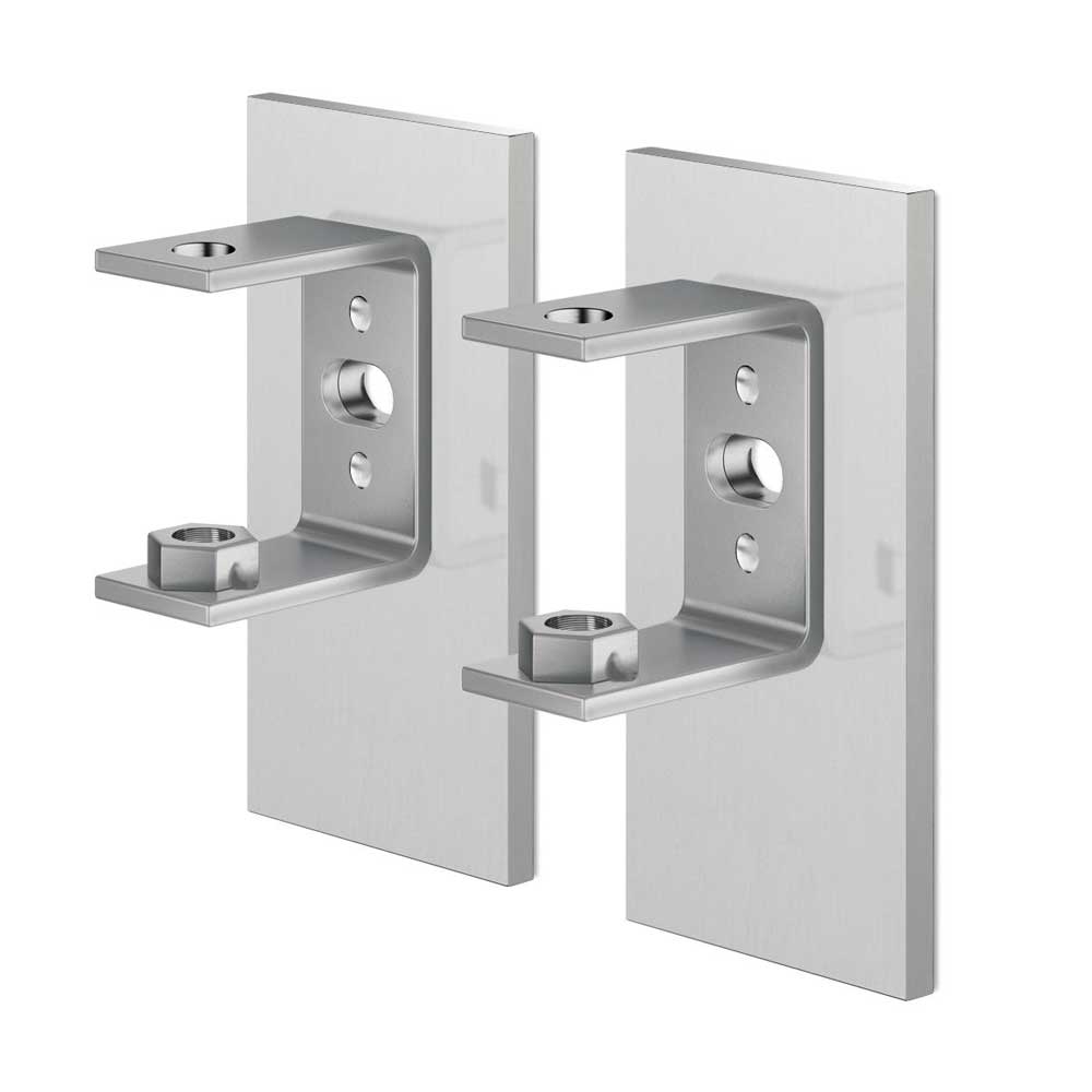 Zack Linea Premium Brushed Steel Wall Brackets - Professional Adhesive Mount Set (2-Pack)