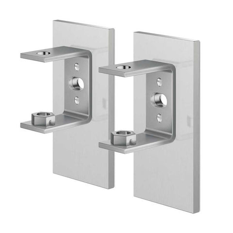 Zack Linea Premium Brushed Steel Wall Brackets - Professional Adhesive Mount Set (2-Pack)
