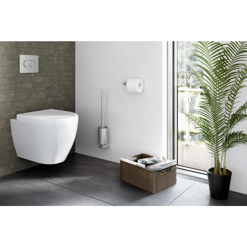 Zack Atore Brushed Stainless Steel Toilet Roll Holder - Premium Wall Mount Design