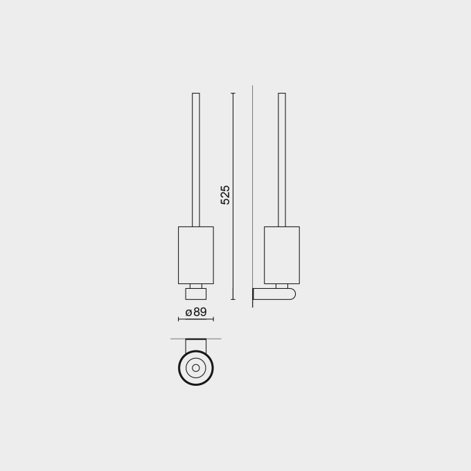 Zack Atore Brushed Stainless Steel Wall Mounted Toilet Brush - Premium Quality Bathroom Accessory