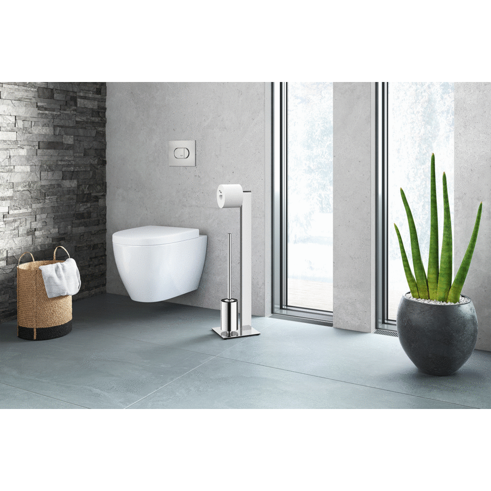 Zack Atore Toilet Butler | Polished Stainless Steel Brush & Roll Holder