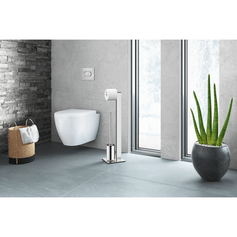 Zack Atore Toilet Butler | Polished Stainless Steel Brush & Roll Holder