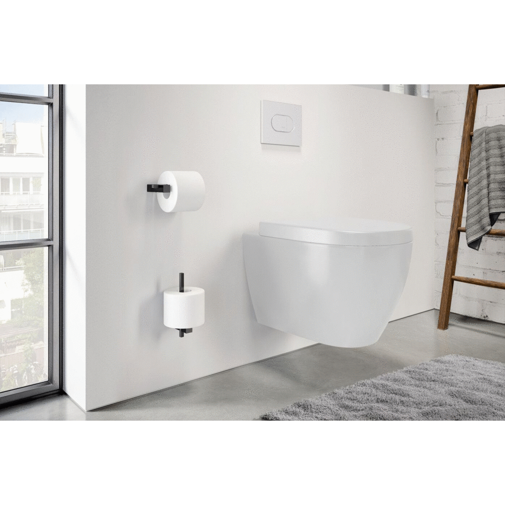 Zack Carvo Powder Coated Black Stainless Steel Toilet Roll Holder 40500