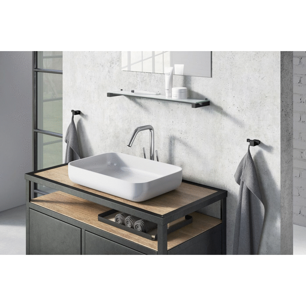 Zack Carvo Powder Coated Black Stainless Steel Double Towel/Robe Hook 40504