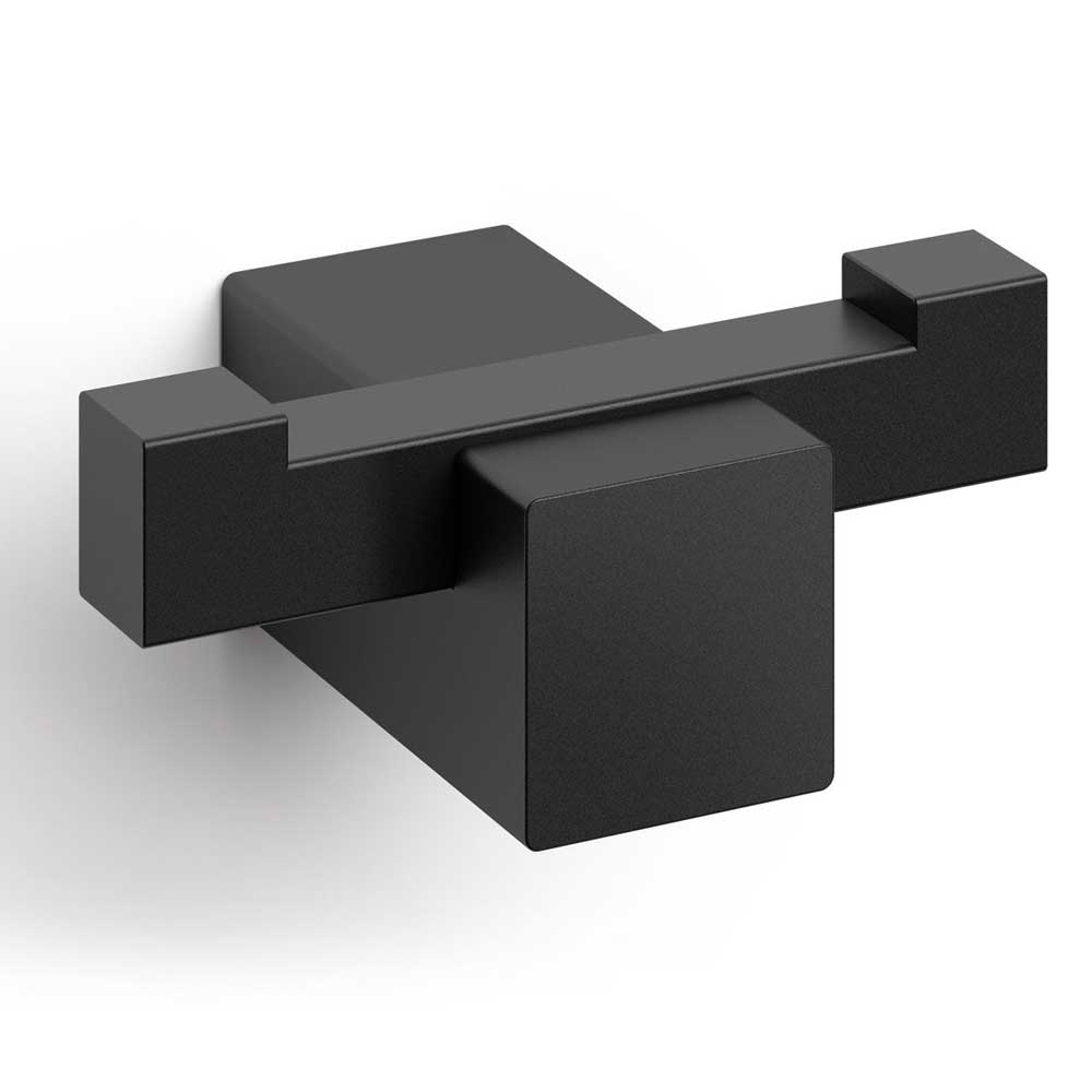 Zack Carvo Powder Coated Black Stainless Steel Double Towel/Robe Hook 40504