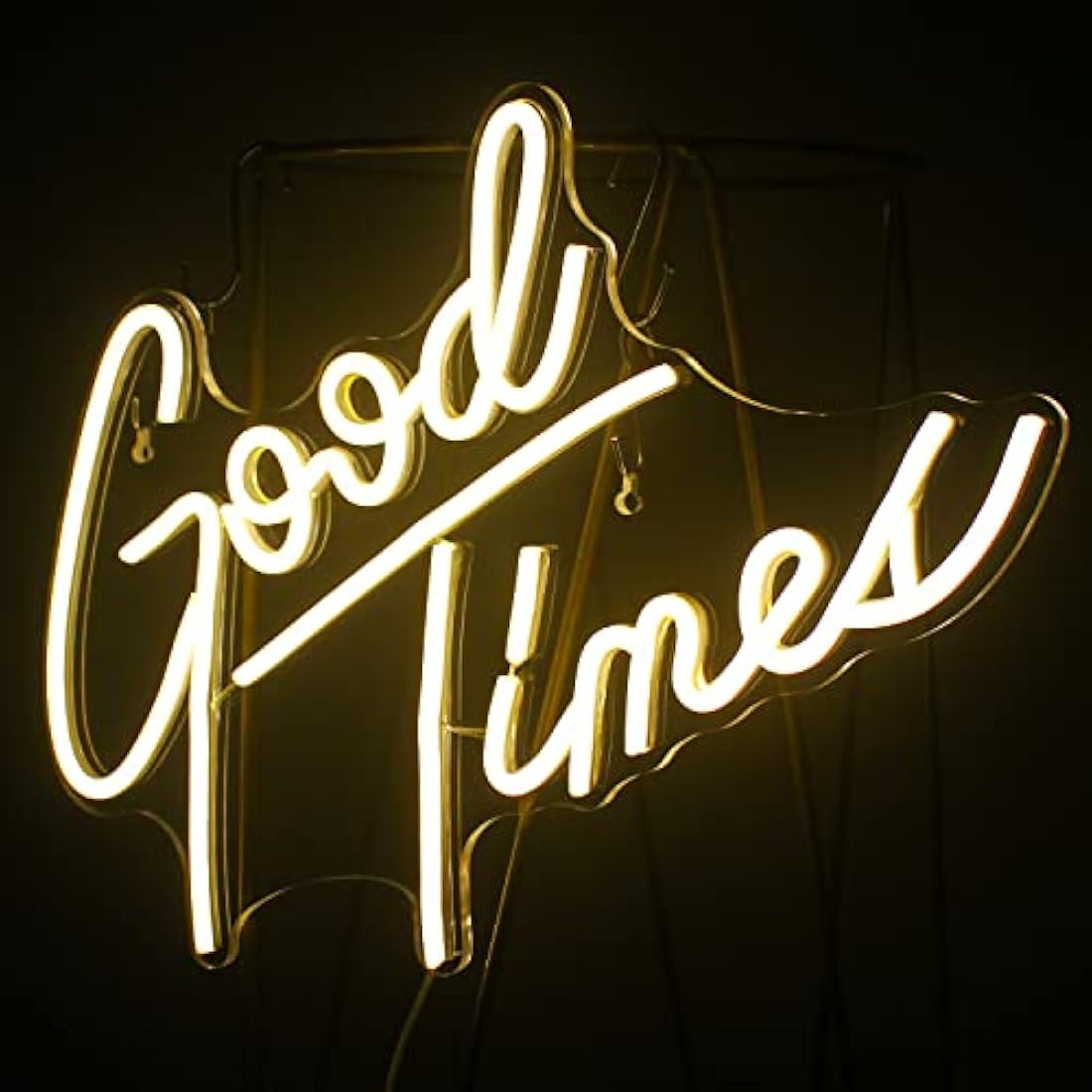 Looklight Good Times Neon Sign Warm White Led Neon Signs Letter Neon Light Happy Neon Signs for Wall Decor, USB Light Up Signs for Bedroom Bar Game Room Wedding Birthday Anniversary Party