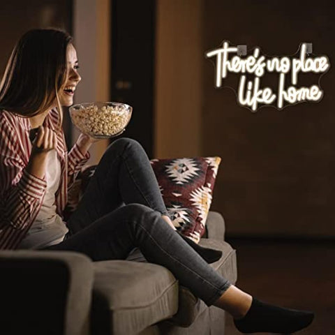 Looklight There’s no Place Like Home Neon Sign Warm White Neon Signs for Wall Decor, LED Light Sign USB Letter Light Up Signs for Bedroom Living Room Home Birthday Wedding Party