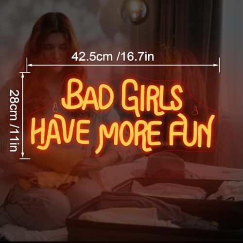 Looklight Bad Girls Have More Fun Neon Sign Red Led Neon Signs for Wall Decor Letter Neon Light Girl Neon Light Sign for Bedroom Girls Room Living Room Bar Club Party Shop