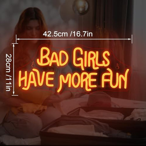 Looklight Bad Girls Have More Fun Neon Sign Red Led Neon Signs for Wall Decor Letter Neon Light Girl Neon Light Sign for Bedroom Girls Room Living Room Bar Club Party Shop