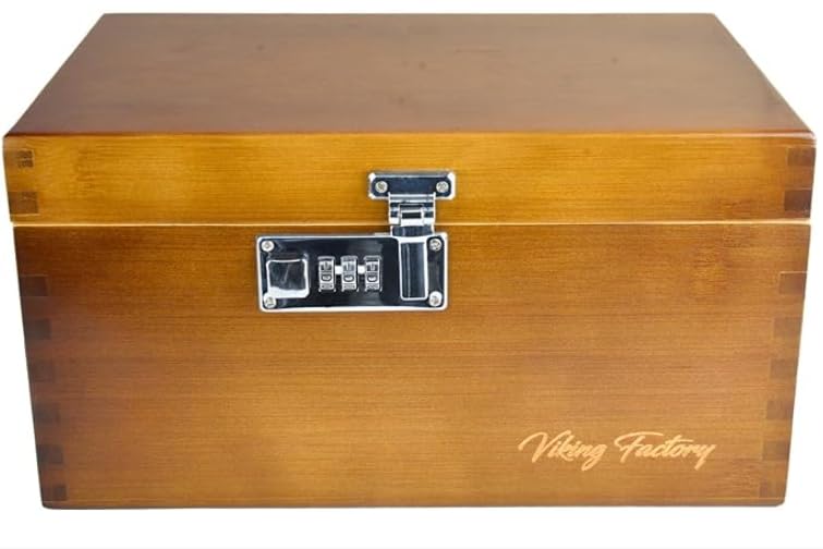 Large Bamboo Combo Lock Storage Box | Eco-Friendly Removable Trays & Accessories | Multifunctional Organiser for Jewellery, Bathroom, Office |