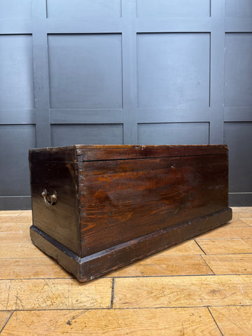 Antique Pine Trunk Chest / Coffee Table / Rustic Box Storage / Toy Storage chest