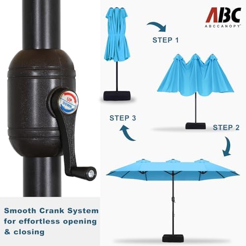ABCCANOPY 4.5M Double-Sided Aluminum Table Patio Umbrella Garden Large Umbrella,Swimming Pool Colors