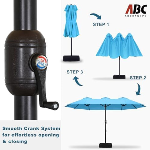 ABCCANOPY 4.5M Double-Sided Aluminum Table Patio Umbrella Garden Large Umbrella,Swimming Pool Colors