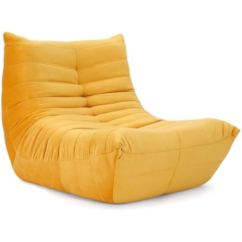 Vesgantti Togo Fireside Chair Yellow, Soft Suede Lounge Chair, Premium Foam Togo Sofa, Lazy Floor Sofa Couch, Corner Bean Bag Sofa for Living Room, Armless Accent Chair for Bedroom, Salon Office