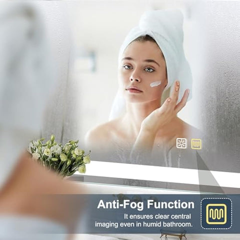 S'bagno Bathroom Mirror with LED Lights 1000x700mm, LED Bathroom Mirror with Memory, Anti-Fog, 3000K/4000K/6500K, Dimmable, HD Tempered Glass, IP44 Waterproof, Horizontal/Vertical