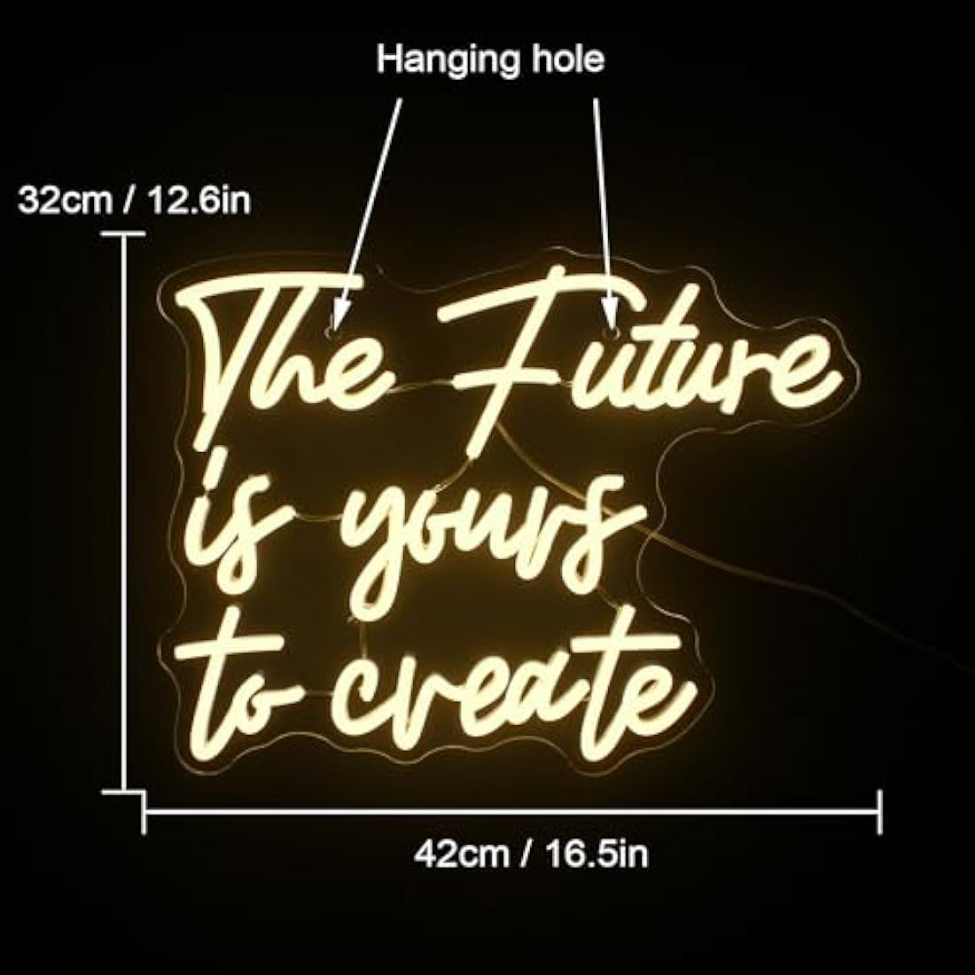 LUCUNSTAR The Future is Yours to Create Neon Sign,Letters Light Signs for Wall Decoration,Warm White Neon Light Sign With Usb Connection for Bedroom,Window,Living Room,Office,Classroom Decor