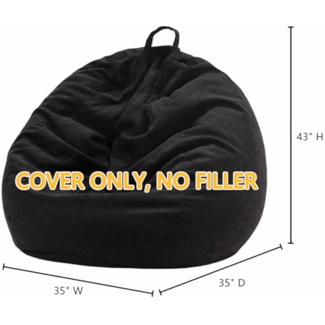 Nobildonna Bean Bag Chair Cover (No Filler) for Kids and Adults. Extra Large 300L Bean Bag Stuffed Animal Storage Washable Soft Premium Corduroy Stuffed Plush Toys Bean Bag Cover (Black)