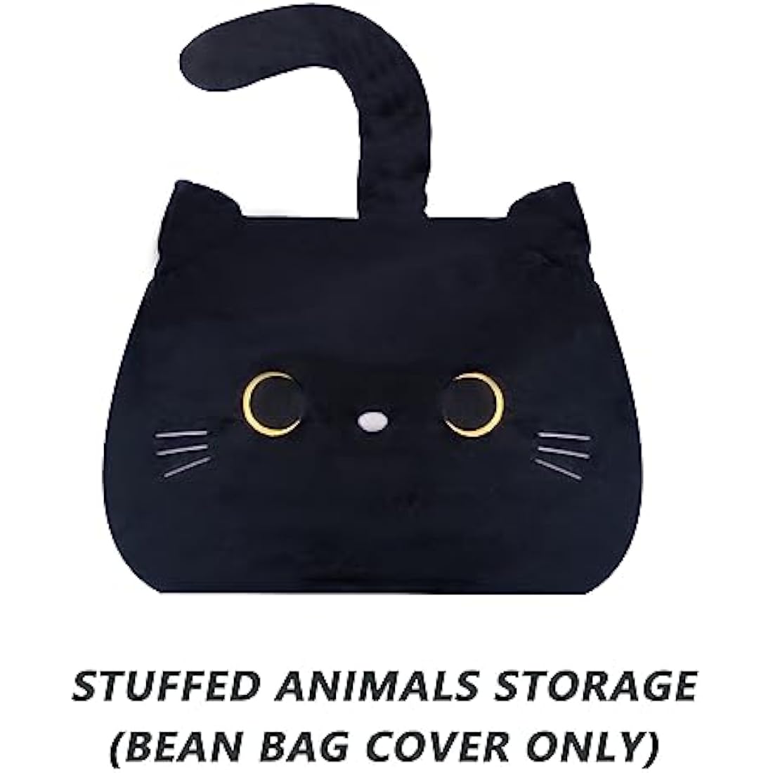cuebear Stuffed Animal Storage Bean Bag Chair Cover for Kids Black Cat Beanbag Chair for Girls Large Size Toy Organizer Cover Only without Filling