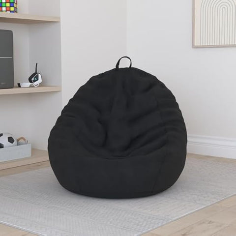 Nobildonna Bean Bag Chair Cover (No Filler) for Kids and Adults. Extra Large 300L Bean Bag Stuffed Animal Storage Washable Soft Premium Corduroy Stuffed Plush Toys Bean Bag Cover (Black)