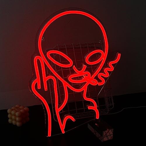 SIGNSHIP Alien Neon Light Sign for Wall Decor USB Decorative Led Neon Signs Novel Red Alien Led Sign for Home Kids Room, Bar, Club, Bedroom, Party