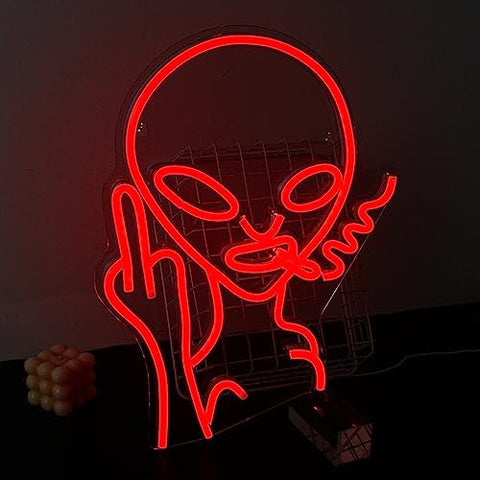 SIGNSHIP Alien Neon Light Sign for Wall Decor USB Decorative Led Neon Signs Novel Red Alien Led Sign for Home Kids Room, Bar, Club, Bedroom, Party