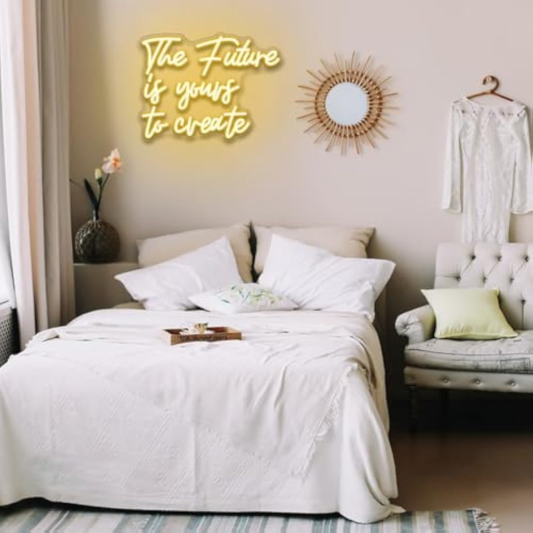 LUCUNSTAR The Future is Yours to Create Neon Sign,Letters Light Signs for Wall Decoration,Warm White Neon Light Sign With Usb Connection for Bedroom,Window,Living Room,Office,Classroom Decor