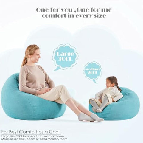 Nobildonna Storage Soft Toy Bean Bag Chair Cover Only Without Filling for Kids Adults. Lazy Sofa Beanbag Stuffed Animal (110x89cm)