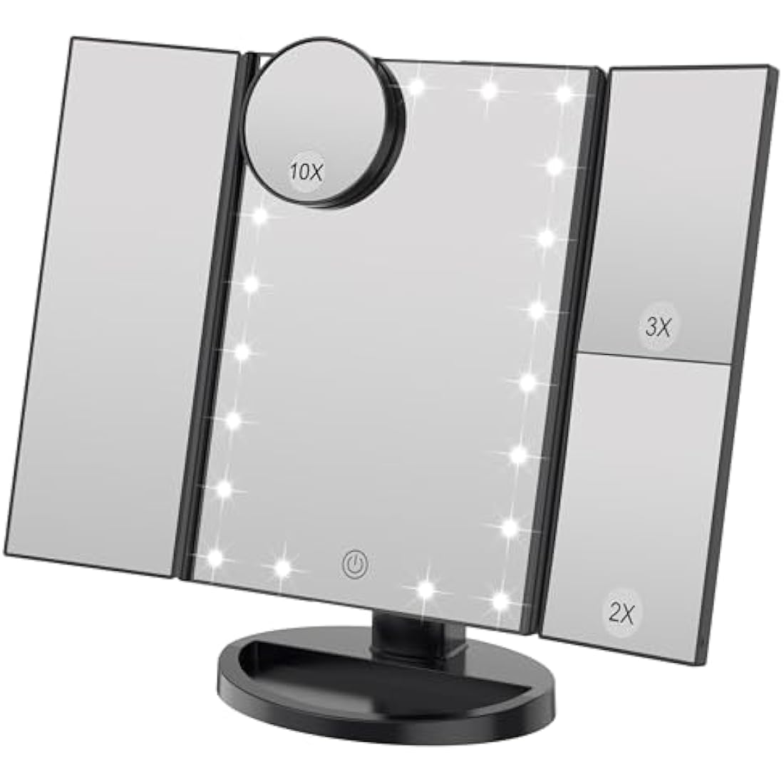 WEILY Lighted Makeup Mirror with 21 LED Lights, Dual Power Supply 2X/3X Magnifying LED, Adjustable Brightness and Angle (Black)