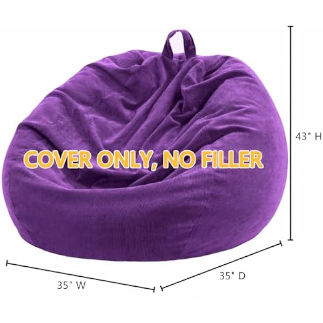 Nobildonna Bean Bag Chair Cover (No Filler) for Kids and Adults. Extra Large 300L Bean Bag Stuffed Animal Storage Washable Soft Premium Corduroy Stuffed Plush Toys Bean Bag Cover (Ultra Violet)
