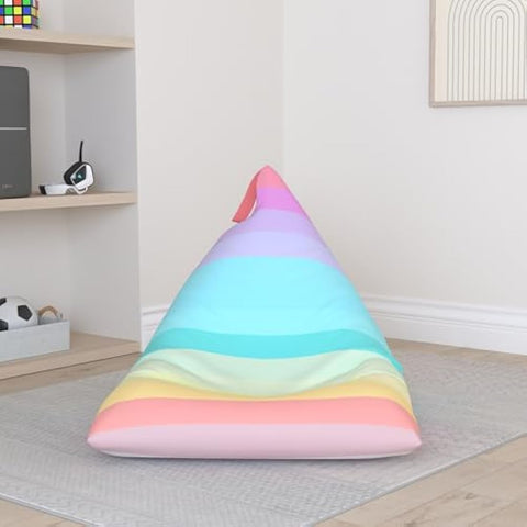 Nobildonna Stuffed Animal Storage Bean Bag for Kids (No Filler), Extra Large 250L Bean Bag Chair Cover Only, Washable Beanbag Without Filling Soft Premium Canvas Stuffable Bean Bag Cover (Rainbow)
