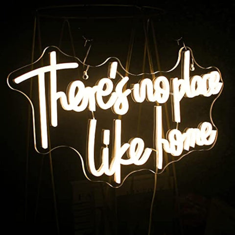 Looklight There’s no Place Like Home Neon Sign Warm White Neon Signs for Wall Decor, LED Light Sign USB Letter Light Up Signs for Bedroom Living Room Home Birthday Wedding Party