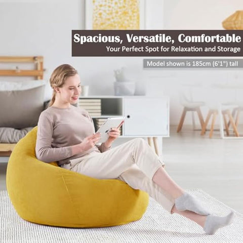 Nobildonna Bean Bag Chair Cover (No Filler) for Kids and Adults. Extra Large 300L Bean Bag Stuffed Animal Storage Washable Soft Premium Corduroy Stuffed Plush Toys Bean Bag Cover