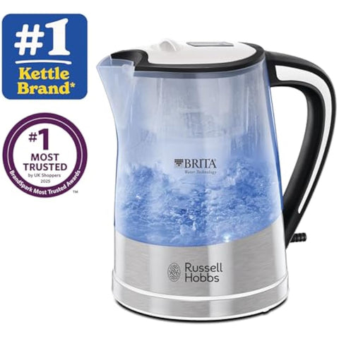 Russell Hobbs 22851 Brita Filter Purity Electric Kettle, Illuminating Filter Kettle with Brita Maxtra+ Cartridge Included, 3000 W, 1.5 Litre, Plastic