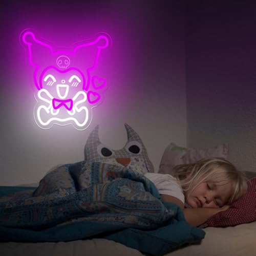 PILOYINDE Kuromi Neon Sign Purple Kuromi Neon Sign for Wall Decoration Anime LED Neon Light USB Neon Light Sign for Bedroom Decoration Party