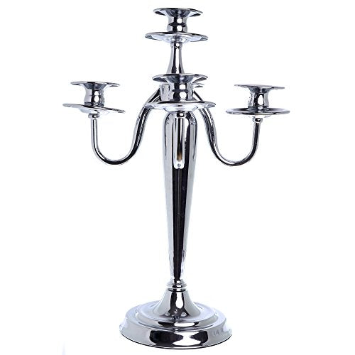 London Boutique Candlesticks Holders Candelabra Silver Solid Brass Decorative Centerpieces Wedding Birthday Gift 3 Arms or 5 Arms (5 Arms)