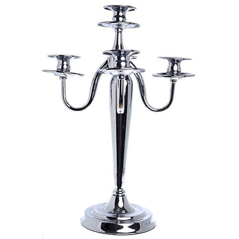 London Boutique Candlesticks Holders Candelabra Silver Solid Brass Decorative Centerpieces Wedding Birthday Gift 3 Arms or 5 Arms (5 Arms)