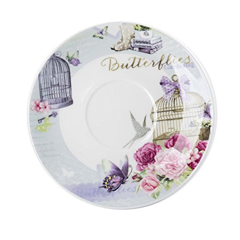 Coffee Tea Cup and Saucer Set 2 Shabby Chic Vintage Flora Porcelain Set Gift Box (Lalic Summer Garden)