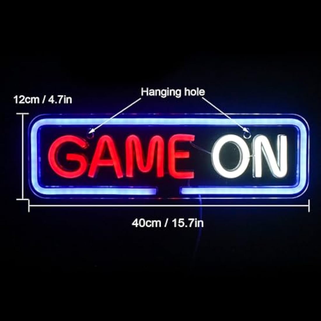 Wanxing Game On Neon Light Sign, Gaming Neon Sign for Wall Decor, Game Lights Signs,LED Light with USB Powered for Game Room,Competition,Zone
