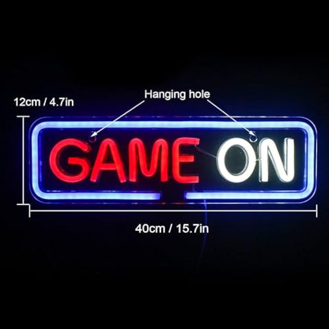 Wanxing Game On Neon Light Sign, Gaming Neon Sign for Wall Decor, Game Lights Signs,LED Light with USB Powered for Game Room,Competition,Zone