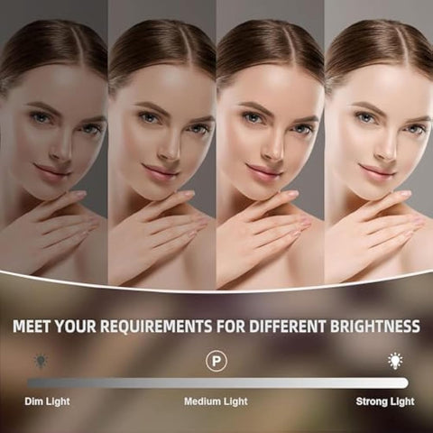 Dripex Hollywood Vanity Mirror with Lights, 50×42cm Large Lighted Makeup Mirror with 14 Dimmable LED Bulbs, USB Cable, Touchscreen Control, Cosmetic Tabletop Mirror for Bedroom, Dressing Room(White)