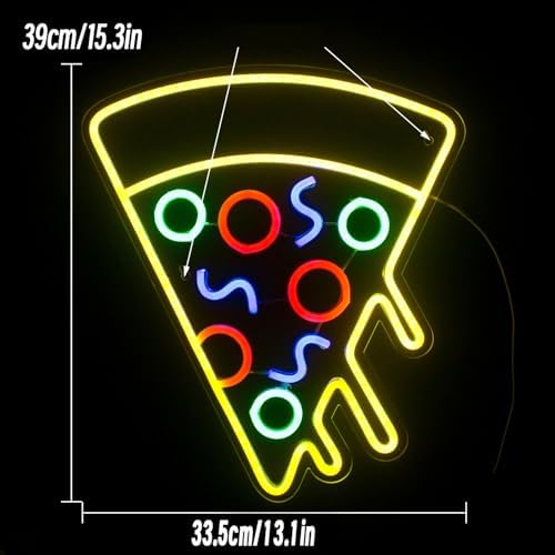 Pizza Neon Light Acrylic Led Sign Food Shape Neon Signs for Wall Yellow Led Pizza Neon Light Sign for Bedroom Restaurant Kitchen Party Decoration